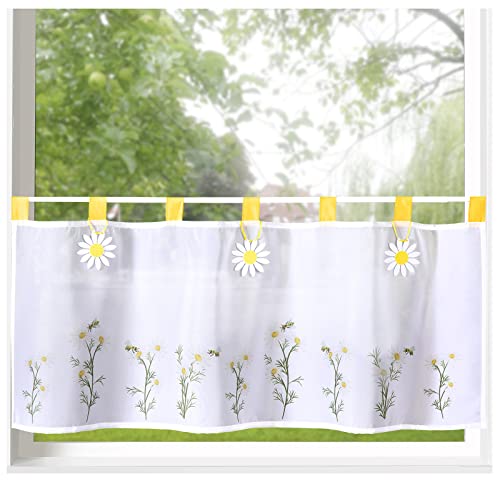 heimtexland Typ790 Scheibengardine 45x120 cm Gelb Blumen lichtdurchlässig