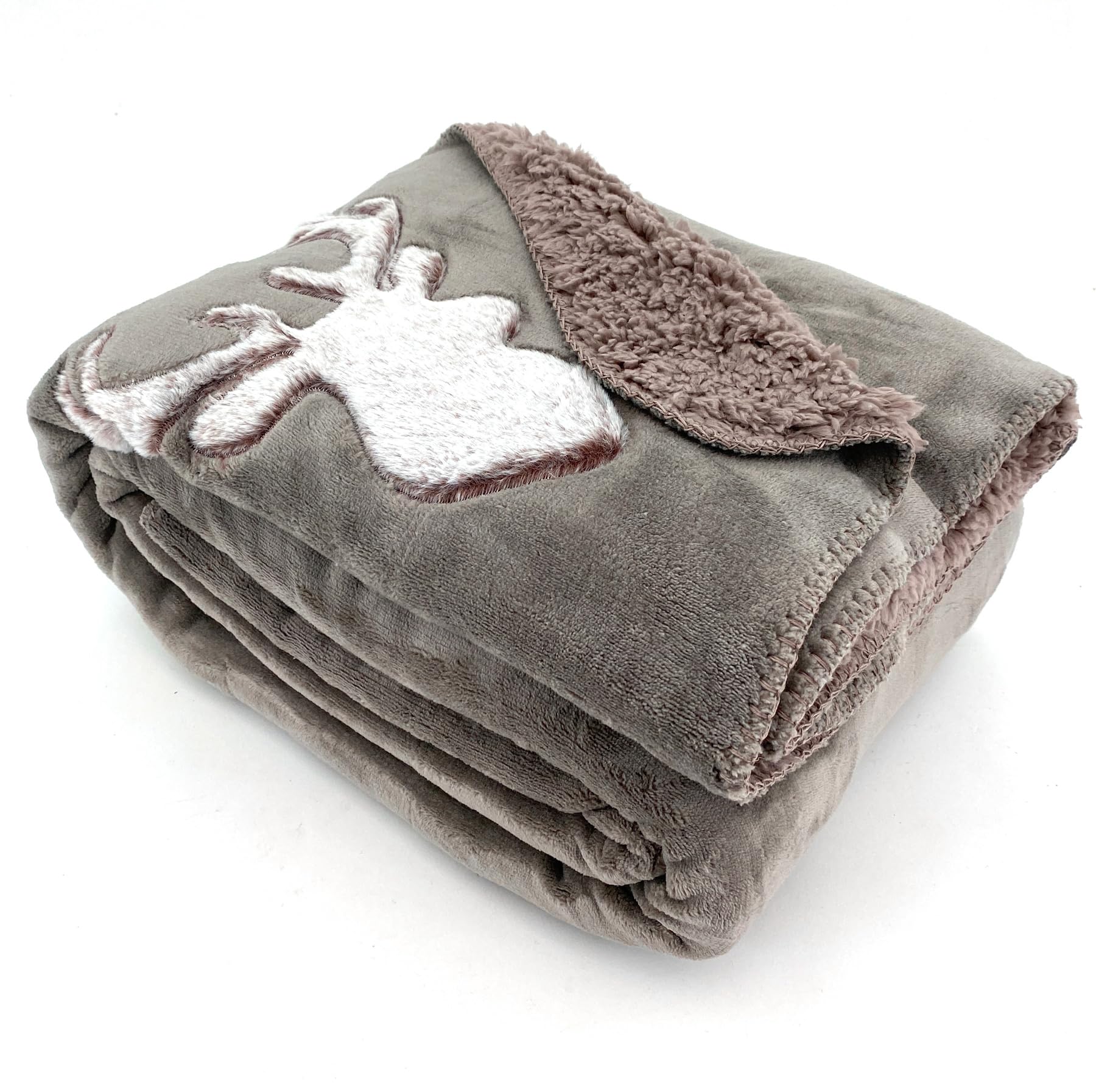 heimtexland Typ903 Kuscheldecke 150x200 Taupe Hirsch Fellimitat