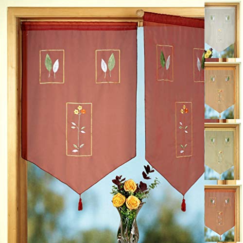 heimtexland Mediterran Typ627 Scheibengardine 90x60 terra bestickt