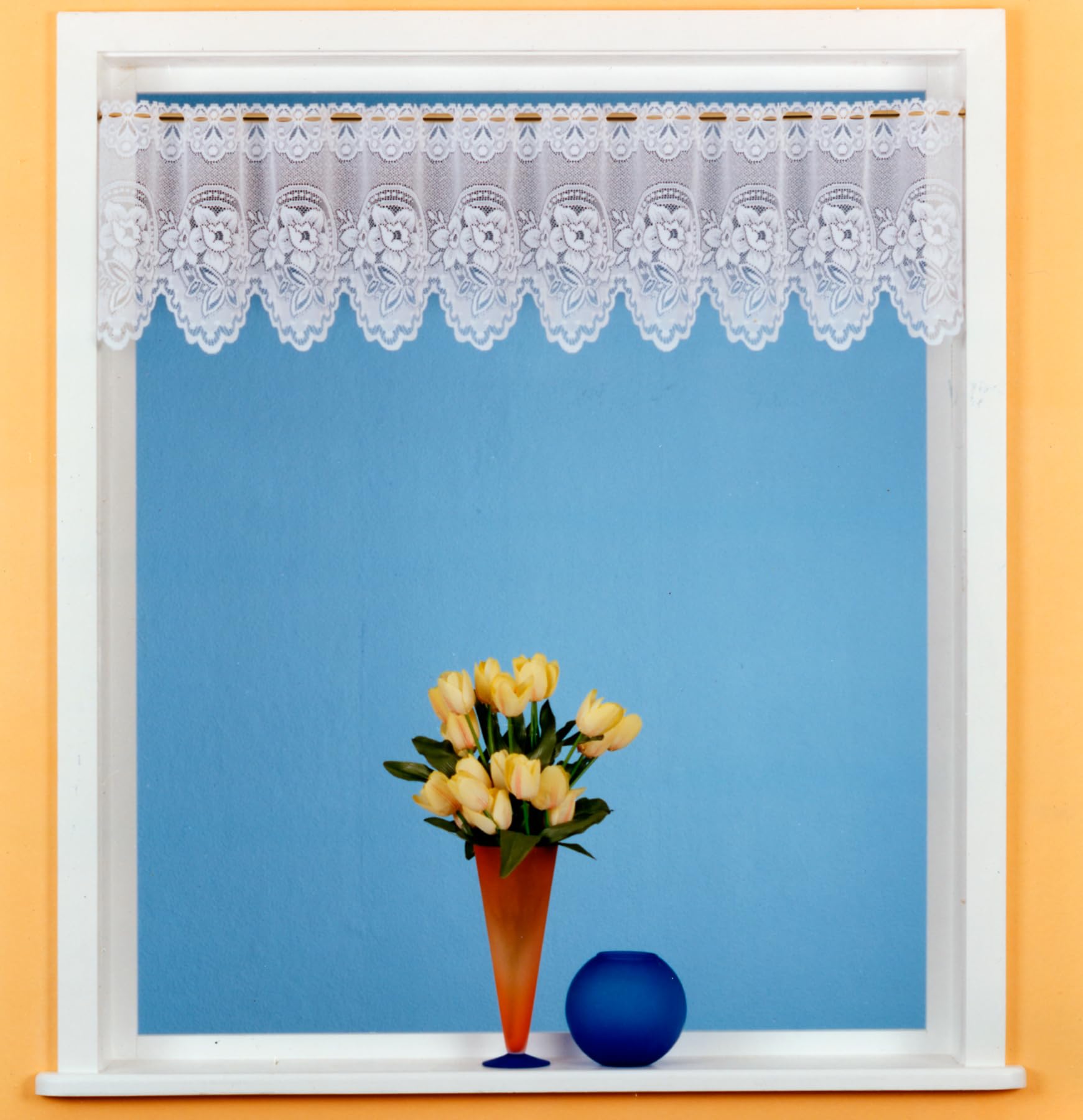heimtexland Typ42 Scheibengardine 30x170 cm weiß Blumen
