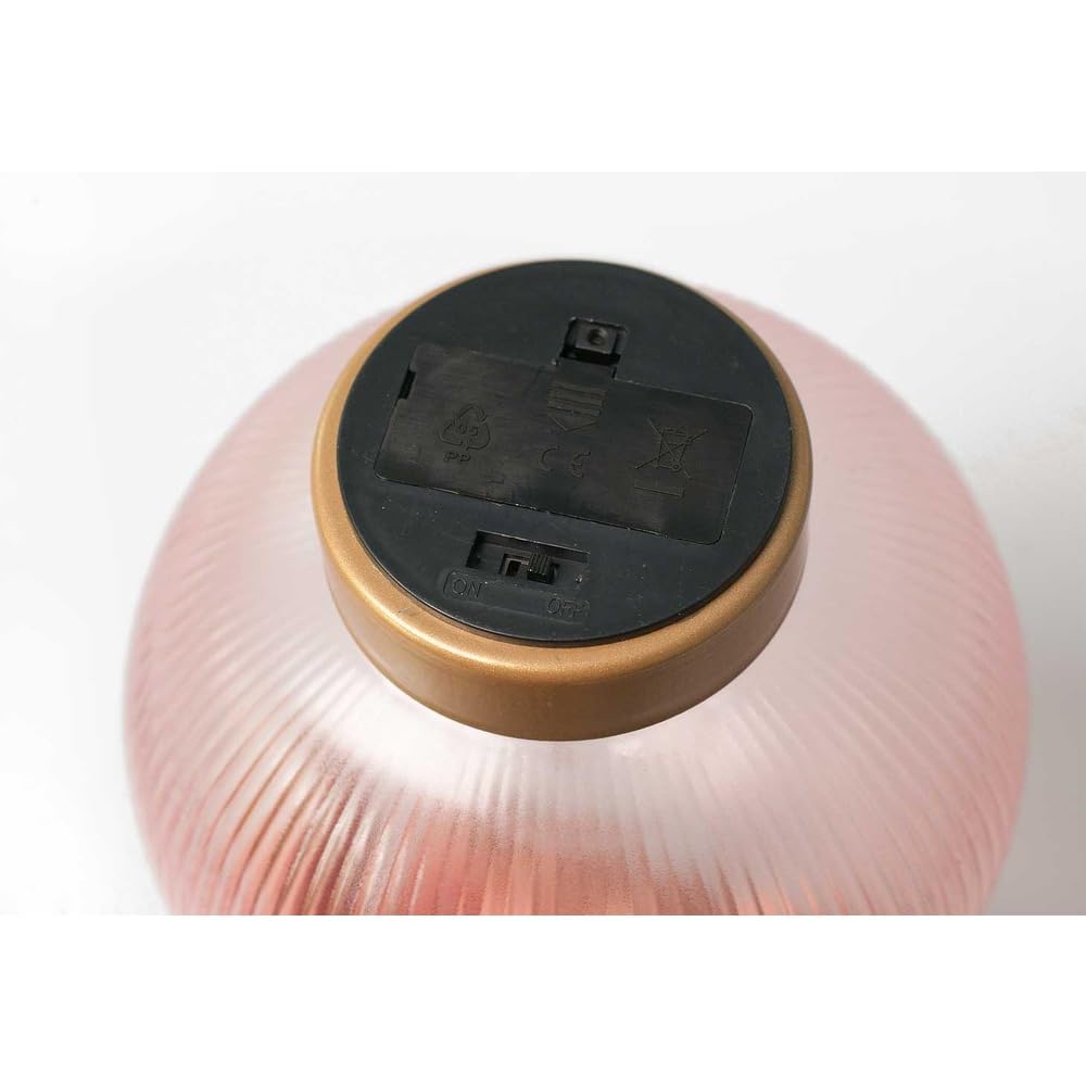HAB&GUT LED239 Windlicht Riffelglas Rose Batterie warmweiß