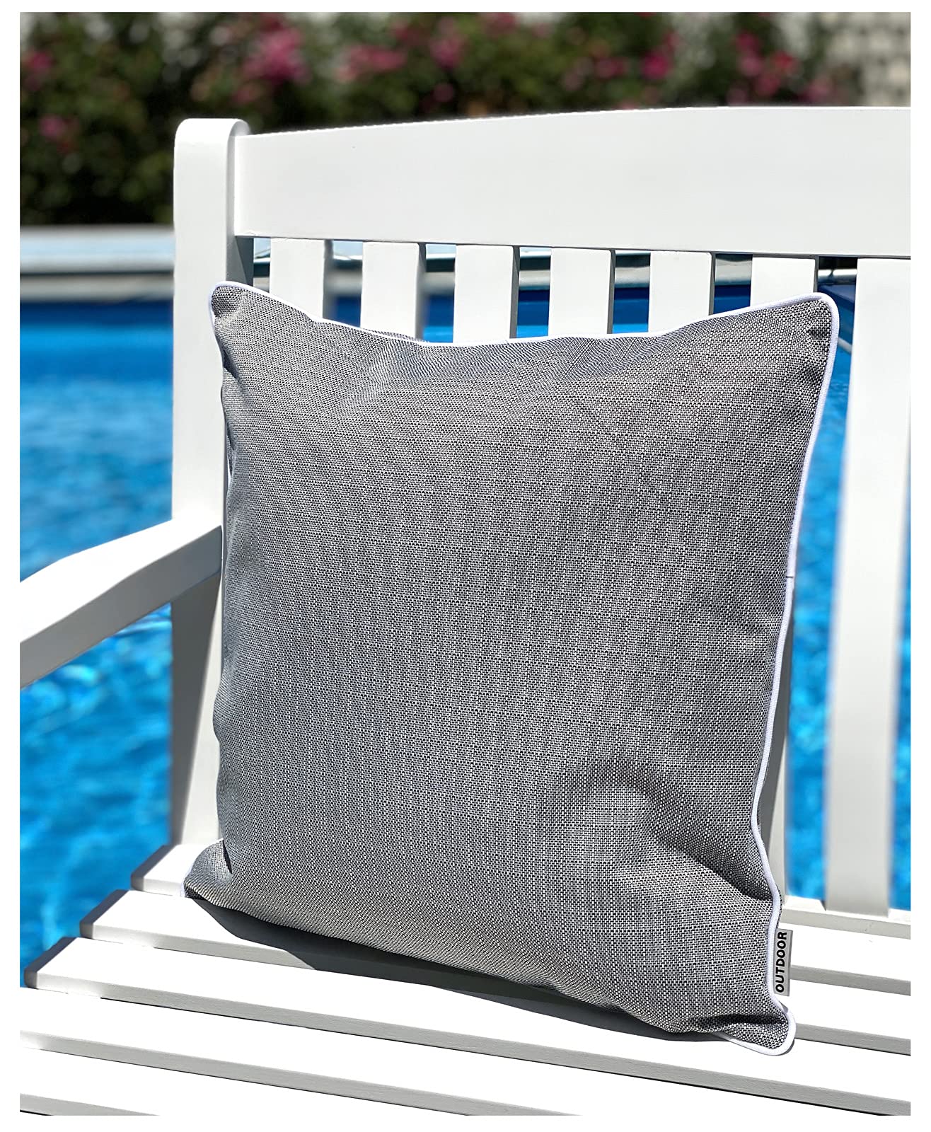 heimtexland Lotus Typ676 Outdoorkissen 45x45 dunkelgrau wasserabweisend