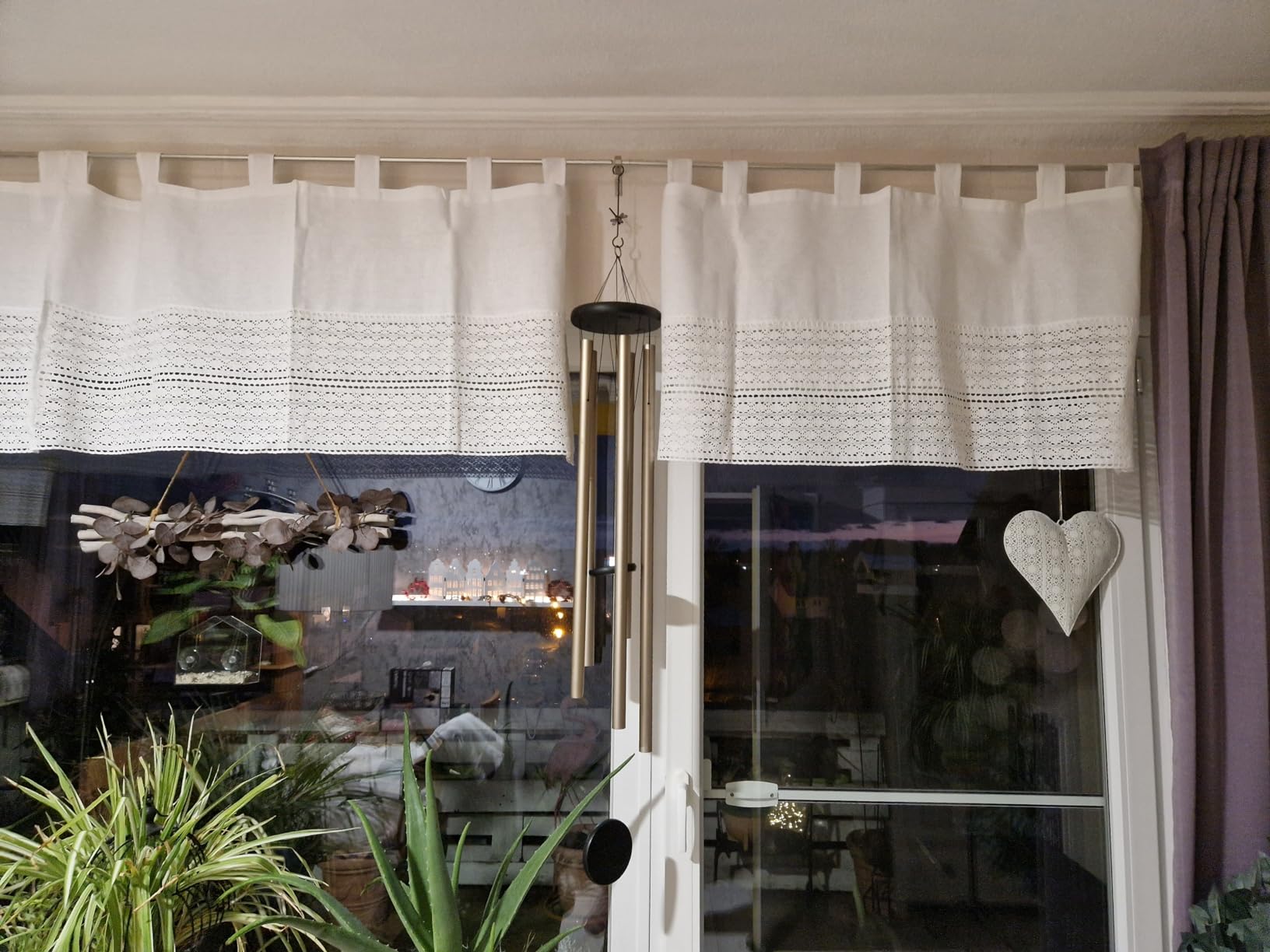 heimtexland Typ793 Bistrogardine 45x120 cm Weiß Häkelspitze blickdicht