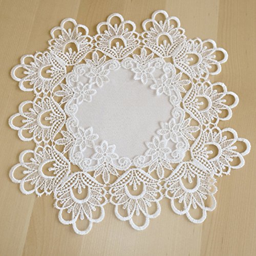 heimtexland Typ524 Deckchen 35x35 Weiß Makramee-Spitze