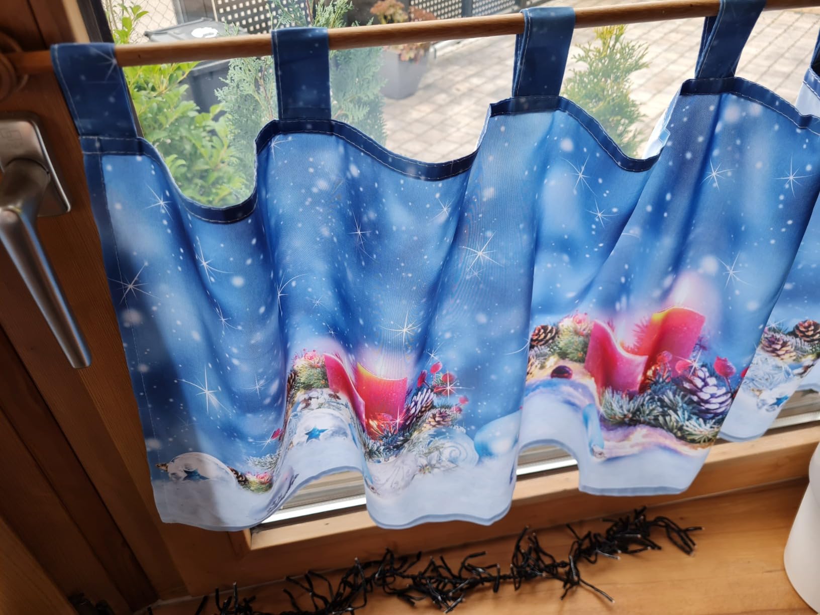 heimtexland Typ651 Scheibengardine Kerzen 2 45x120 cm Weihnachten