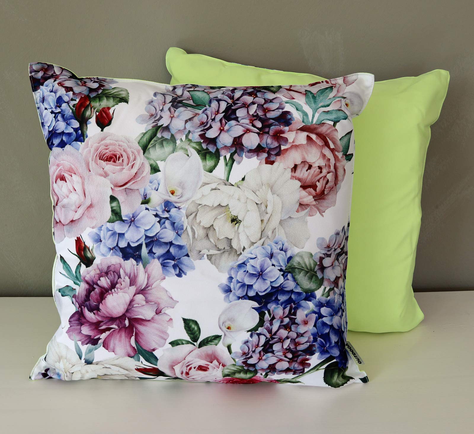 heimtexland Typ675 Outdoorkissen 45x45 cm Grün Blumen wasserabweisend