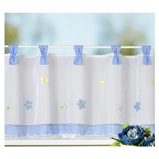 heimtexland Country Chic Typ78 Scheibengardine blau 45x150