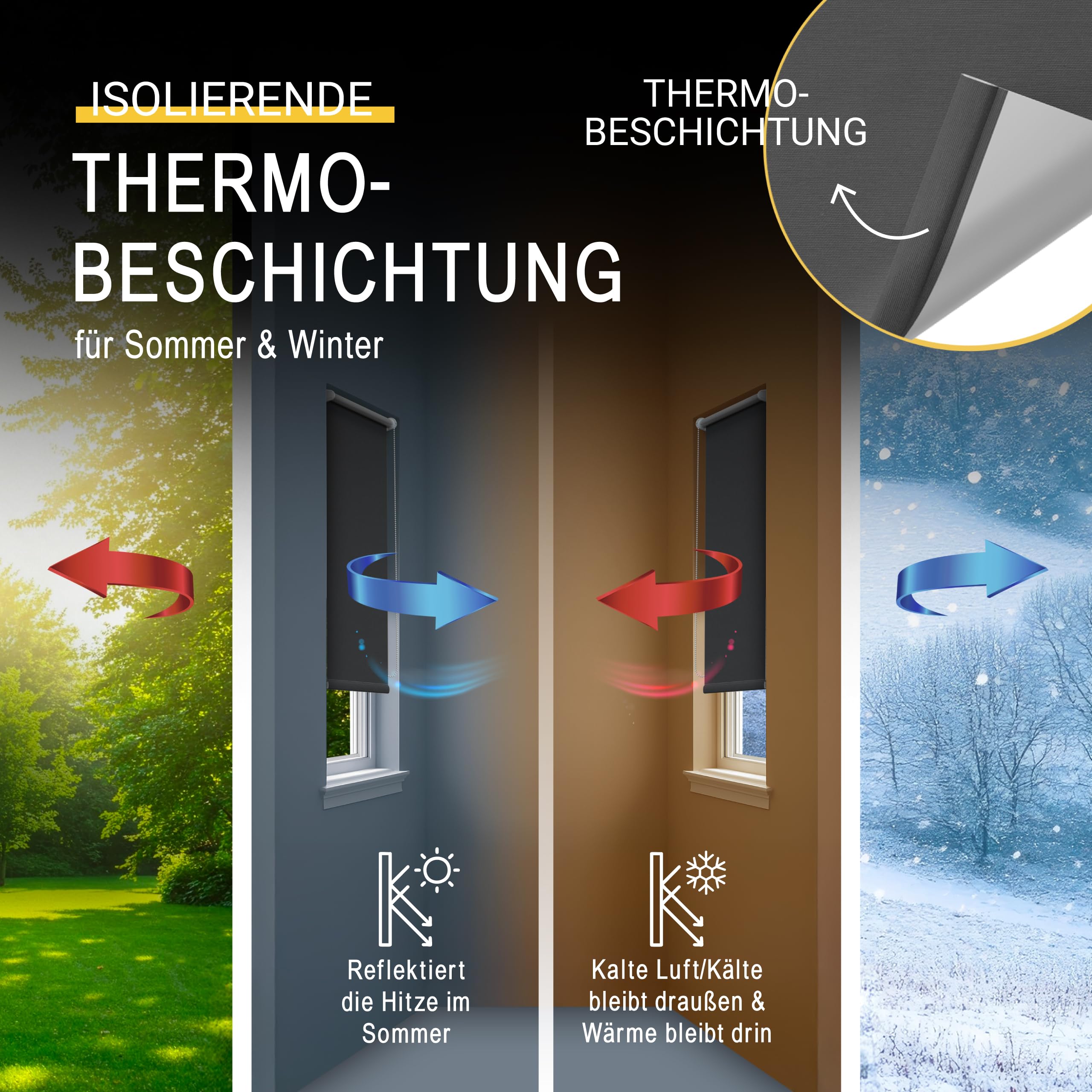 Sol Royal SolReflect T42 Thermorollo ohne Bohren verdunkelnd