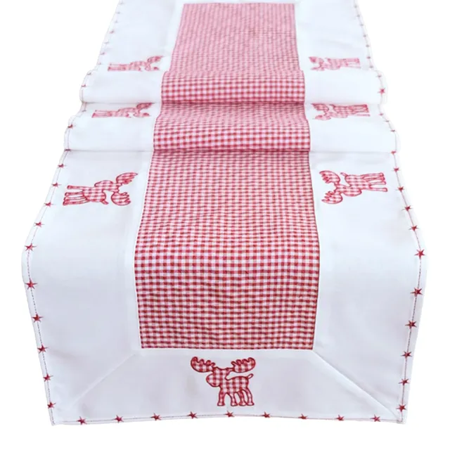 heimtexland Typ292 Tischläufer Weihnachten Elch 40x140 rot