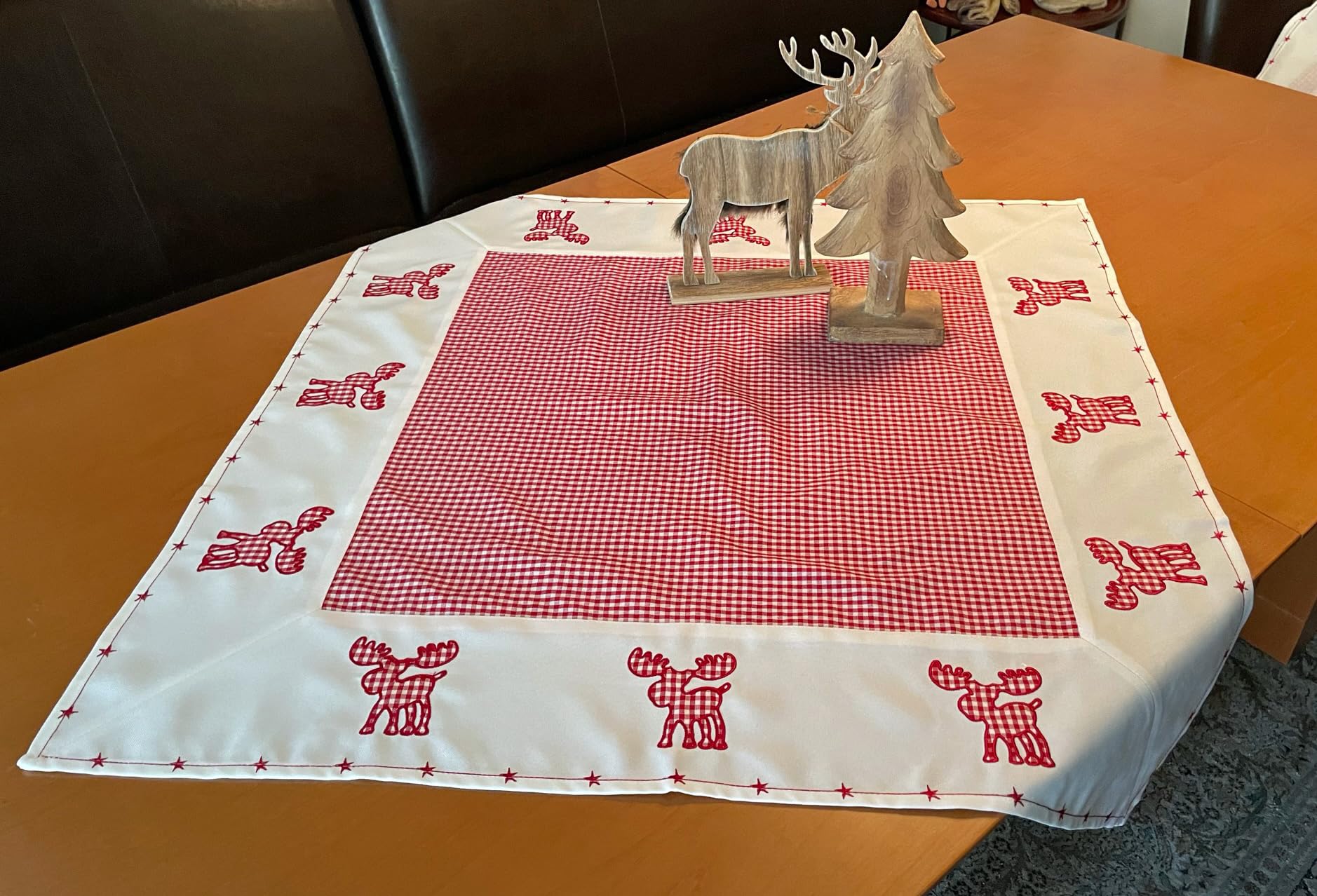heimtexland Typ292 Tischdecke Vichy-Karo 85x85 cm Rot Elch