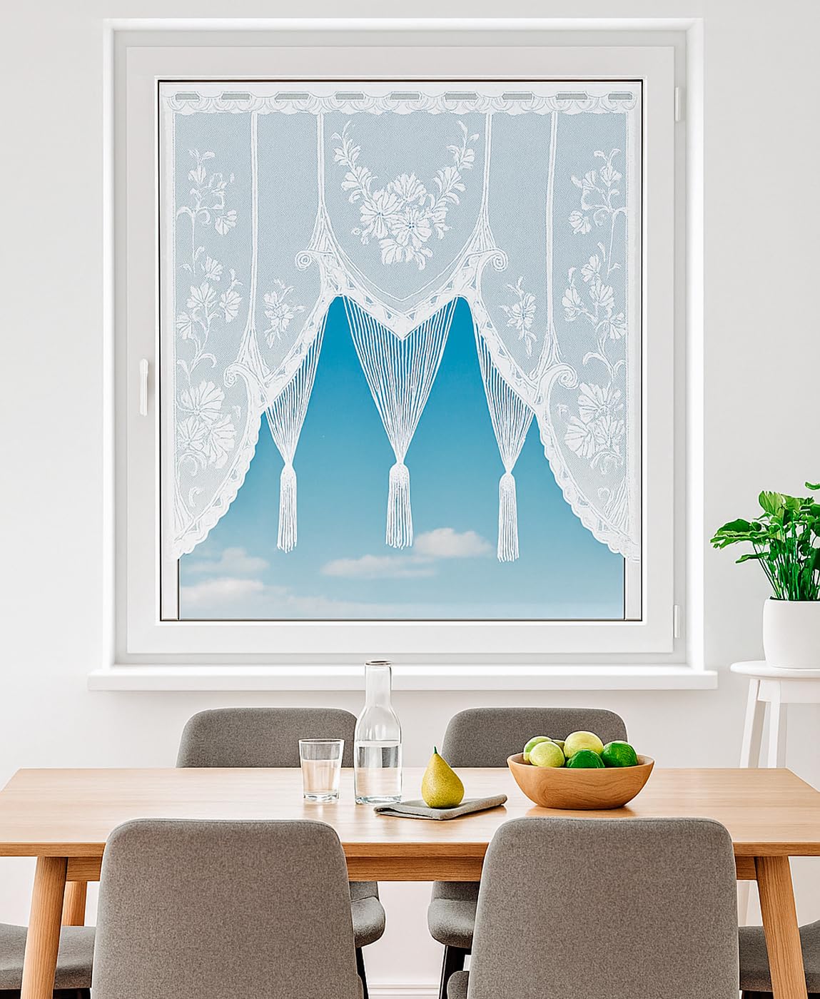 heimtexland Typ300 Scheibengardine M-Bogen 100x105 cm Weiß