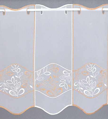 heimtexland Typ441 Scheibengardine 90cm orange bestickt