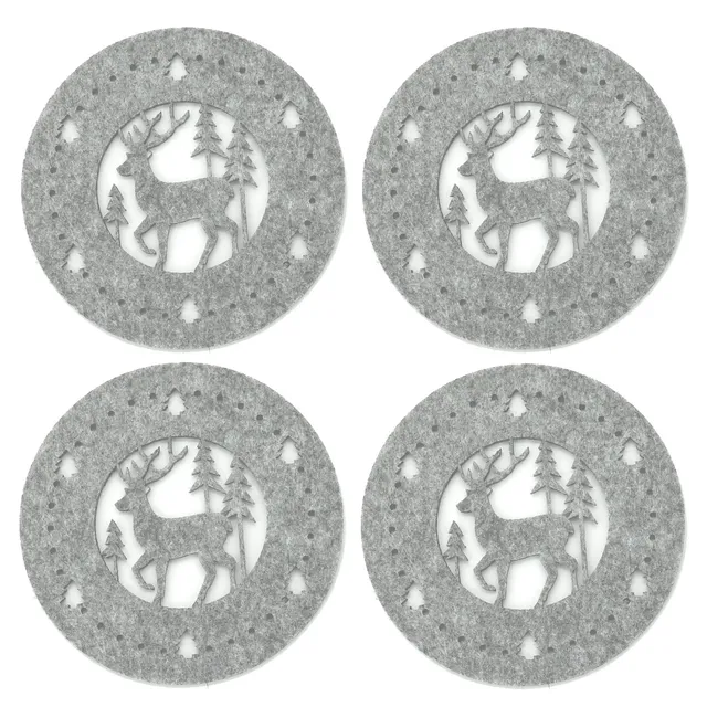 heimtexland Typ608 Glasuntersetzer Filz Hirsch Grau 11cm 4er Pack
