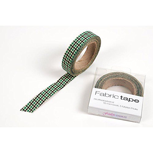 HAB & GUT TT009V Stoffband Grün-Schwarz Karo 15mm 5m