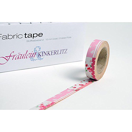 HAB & GUT Fräulein Kinkerlitz TT016V Stoffband Patchwork Rot-Rosa 5 m