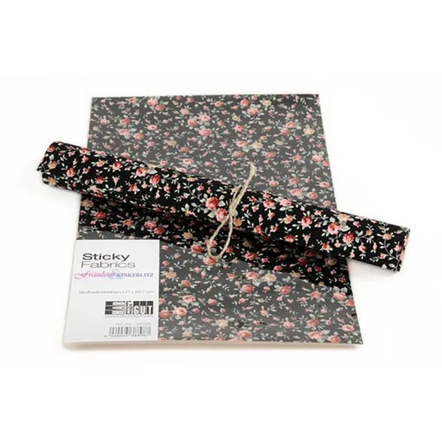 HAB & GUT Fräulein Kinkerlitz TS028 Stoffbogen Blumen Schwarz DIN A4