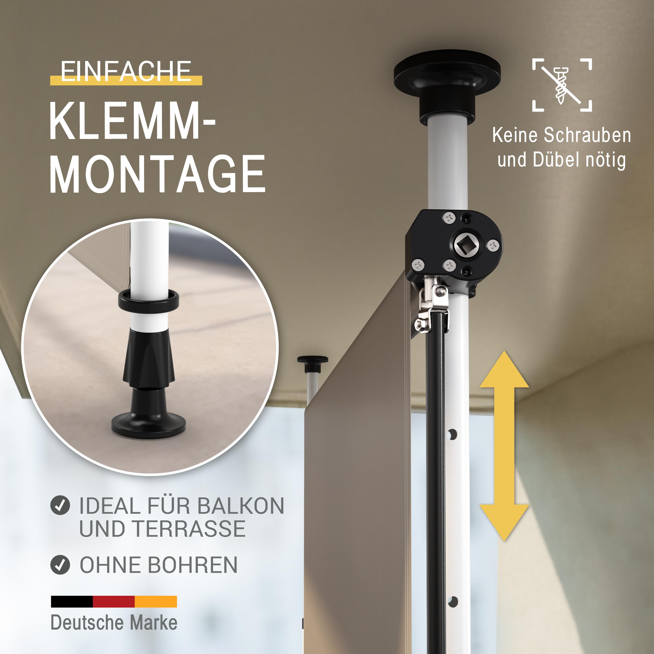 Sol Royal SolVision Klemmmarkise beige 150 cm ohne Bohren