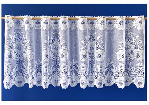 heimtexland Typ10 Scheibengardine 42x95 cm Weiß Jacquard