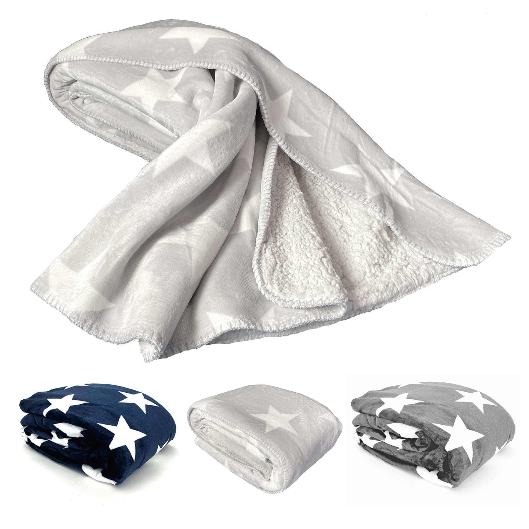 heimtexland Typ855 Kuscheldecke 150x200 Anthrazit Sterne Sherpa