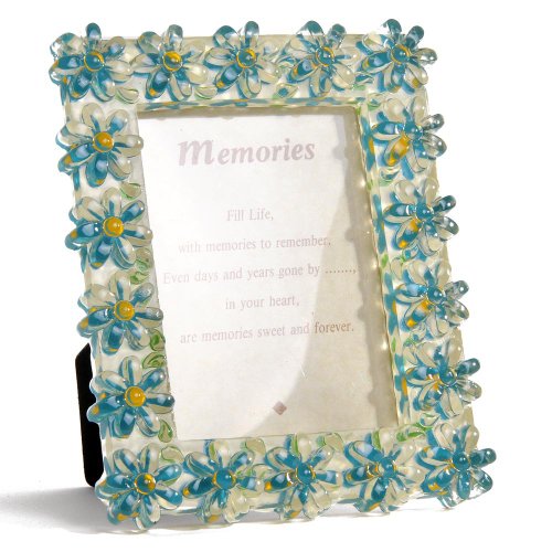 HAB & GUT Flowers Bilderrahmen Blau 13x11 cm Blumenmuster