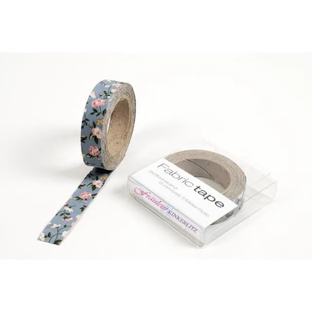 HAB & GUT Fräulein Kinkerlitz TT020V Stoffband Blumen Hellblau 5 m