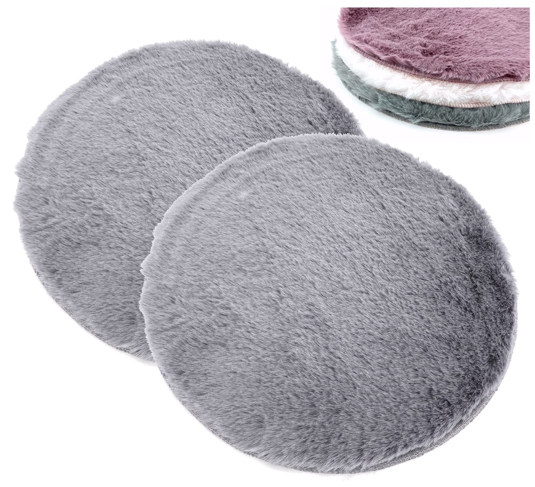 heimtexland Typ838 Sitzkissen Fell 38cm Hellgrau 2er-Pack