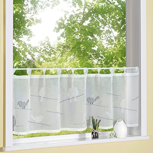 heimtexland Natur Batist Typ568 Scheibengardine 45x140 Anthrazit