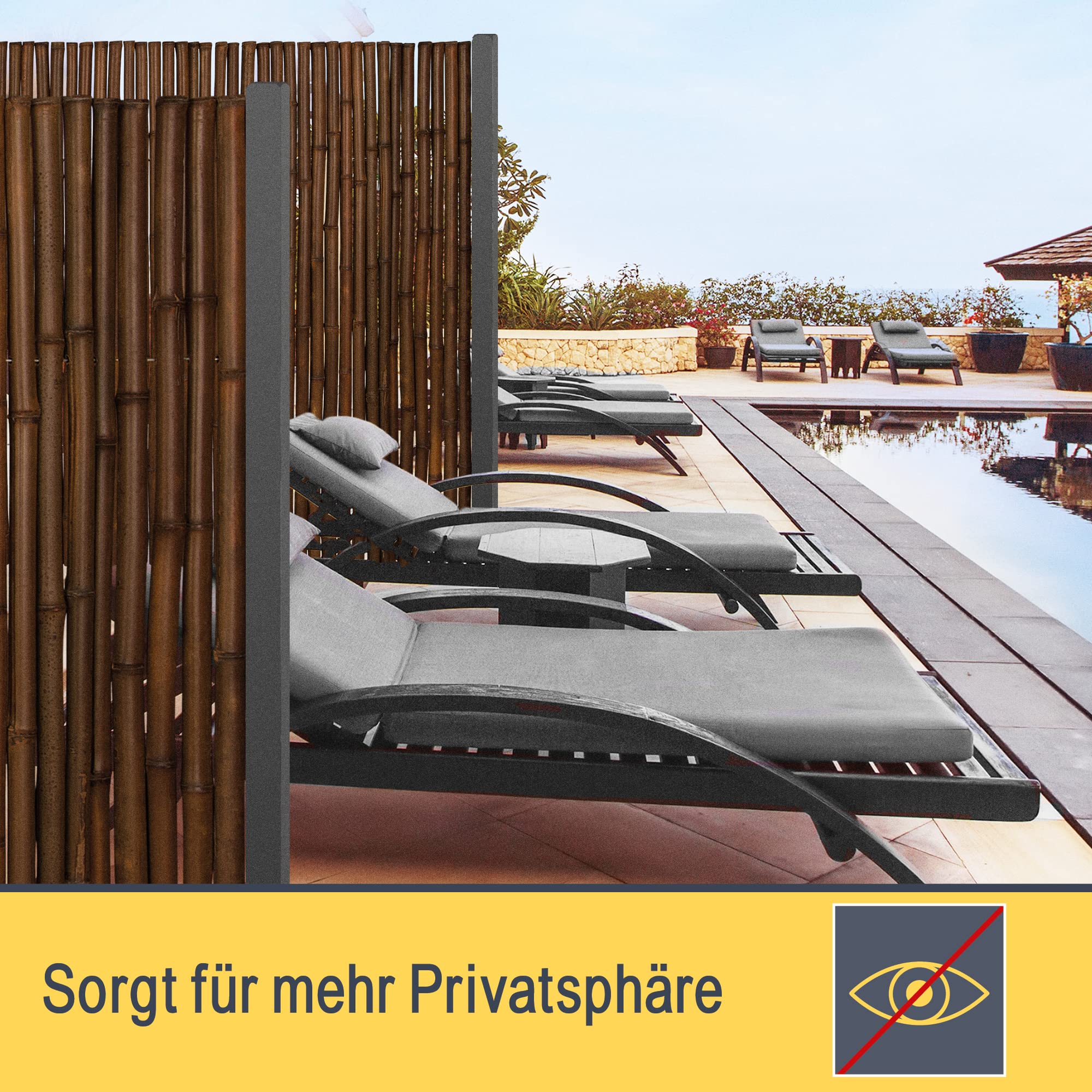 Sol Royal B23 Bambus Sichtschutzzaun 150x250 cm dunkelbraun witterungsbeständig