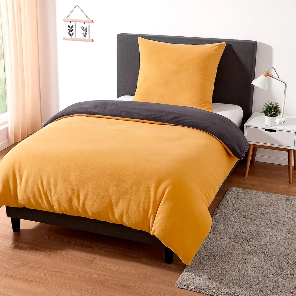 heimtexland Typ751 Teddy Bettwäsche 135x200 cm Curry Flanell