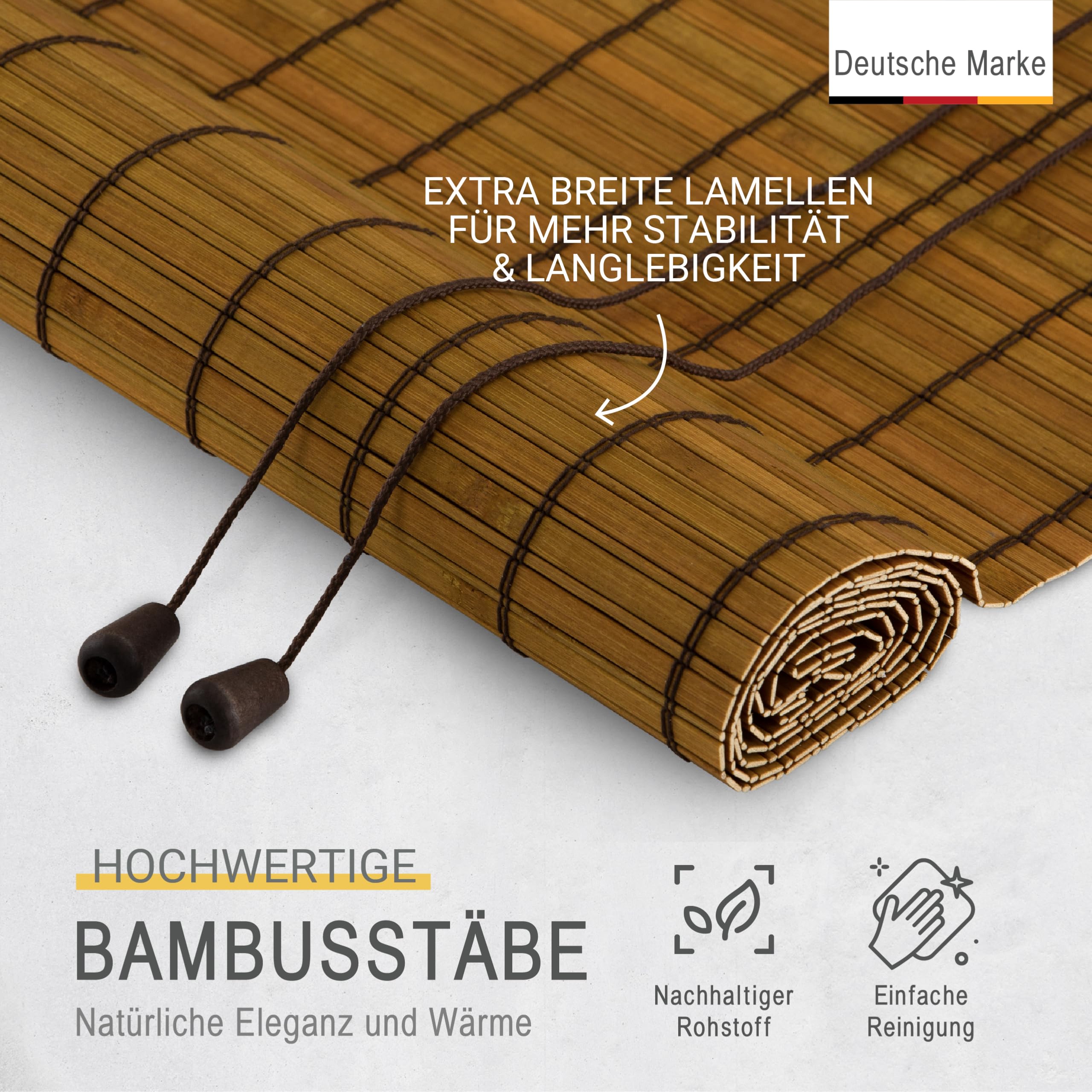Sol Royal Bambus Rollo 60x160 cm Natur ohne Bohren blickdicht