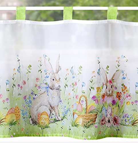 heimtexland Typ787 Scheibengardine 45x120 Osterhasen transparent