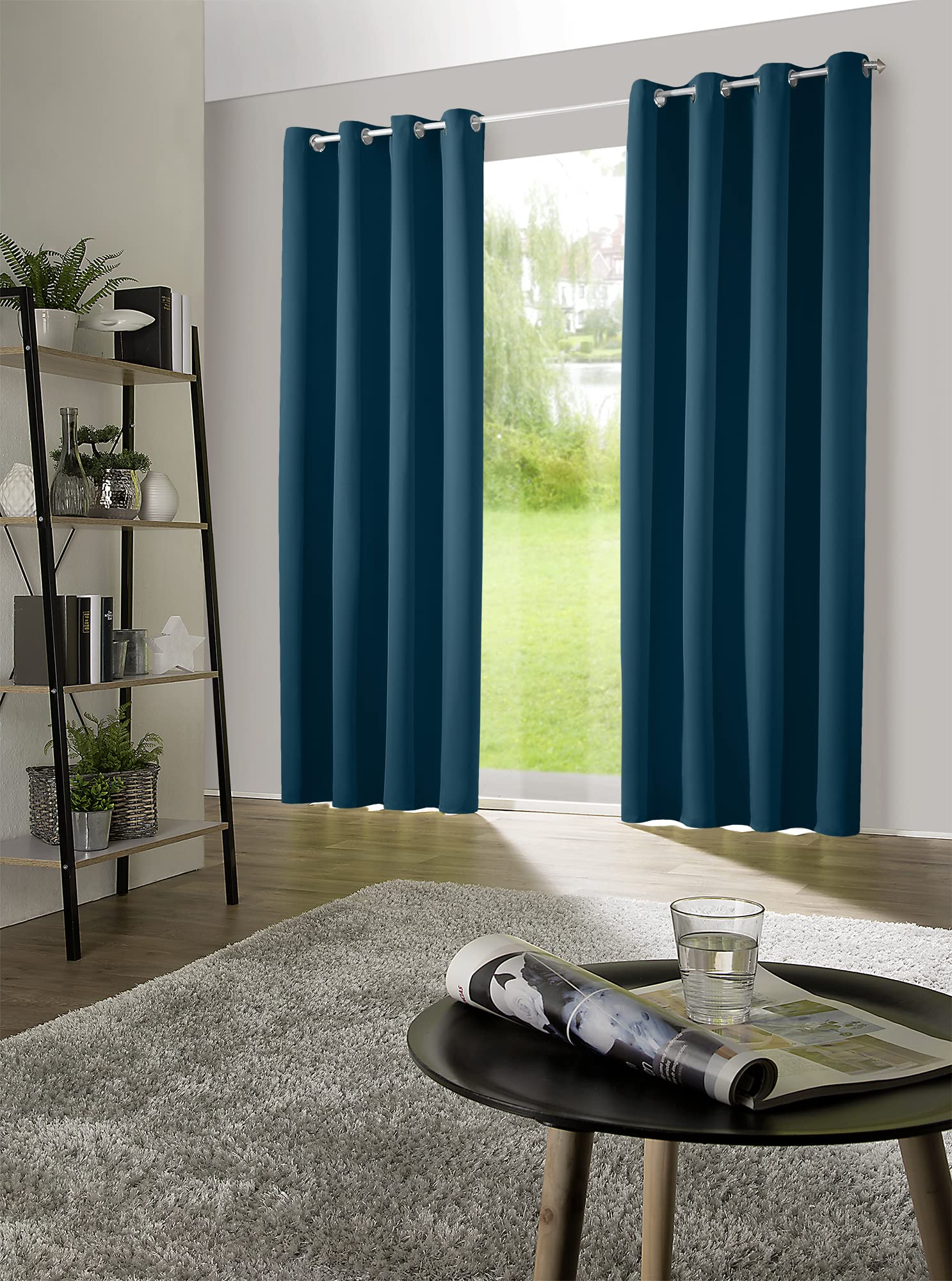 heimtexland Typ139 Thermo Vorhang 245x135 Dunkel-Petrol
