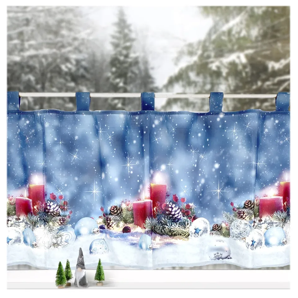 heimtexland Typ651 Scheibengardine Kerzen 2 45x120 cm Weihnachten