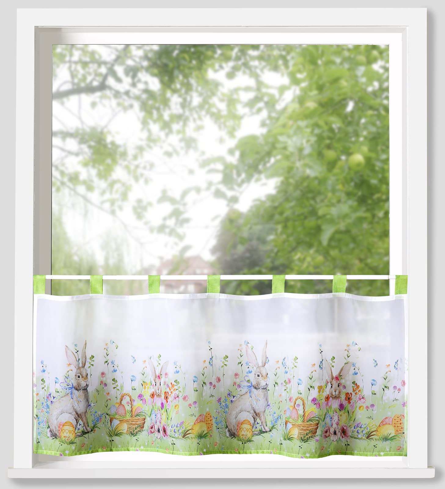 heimtexland Typ787 Scheibengardine 45x120 Osterhasen transparent