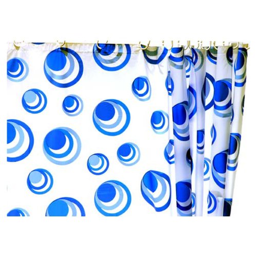 HAB & GUT DV041V Duschvorhang 180x180 cm Kreise Blau wasserdicht