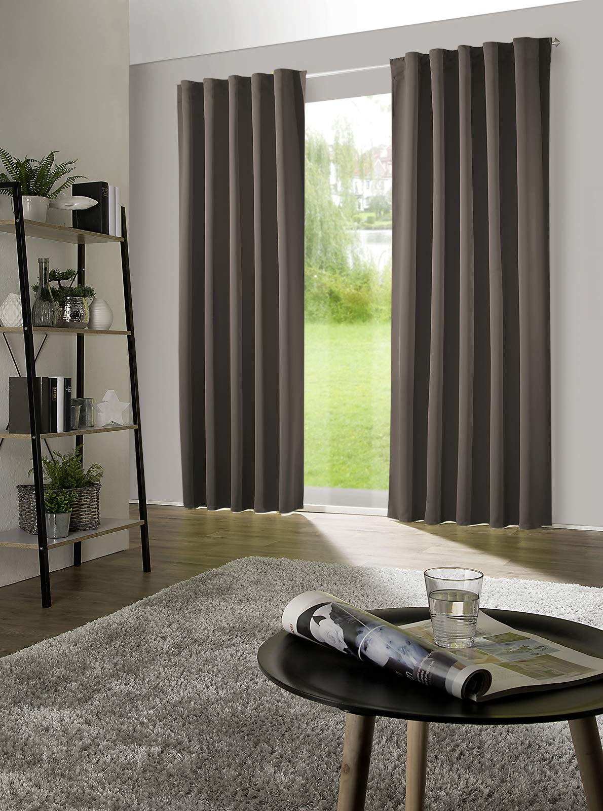 heimtexland Typ139 Verdunklungsgardine 245x135 cm Schiefer-braun