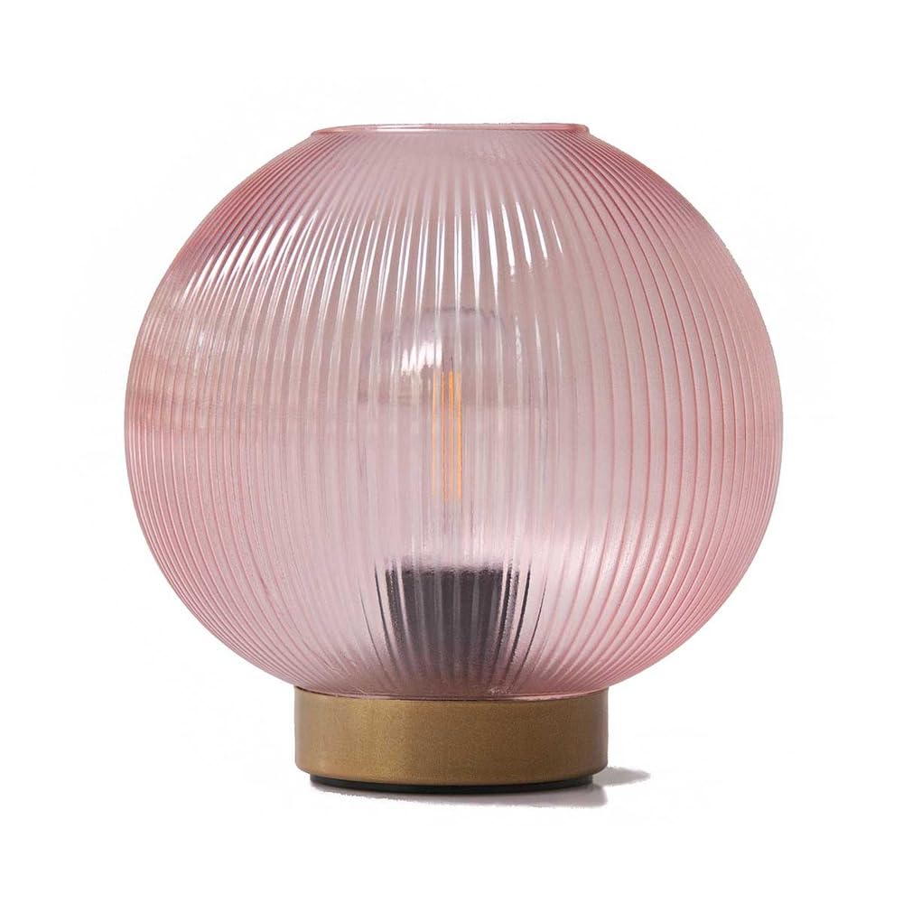 HAB&GUT LED239 Windlicht Riffelglas Rose Batterie warmweiß