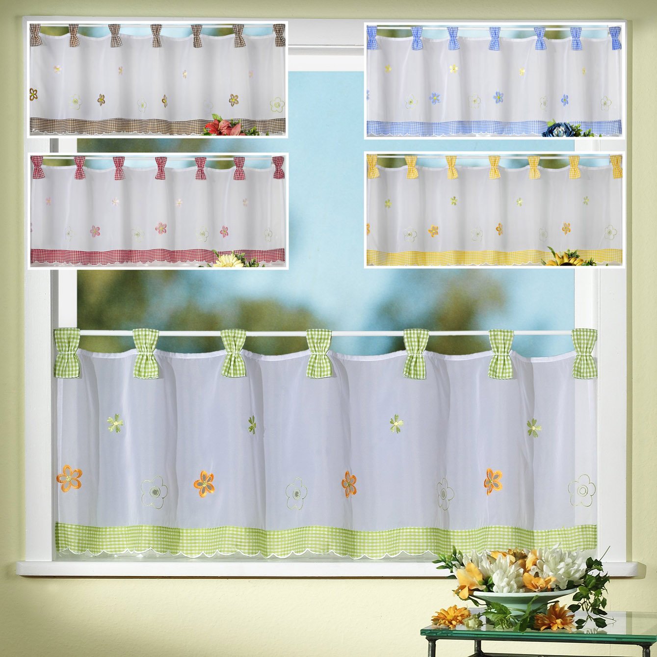heimtexland Country Chic Typ78 Scheibengardine blau 45x150