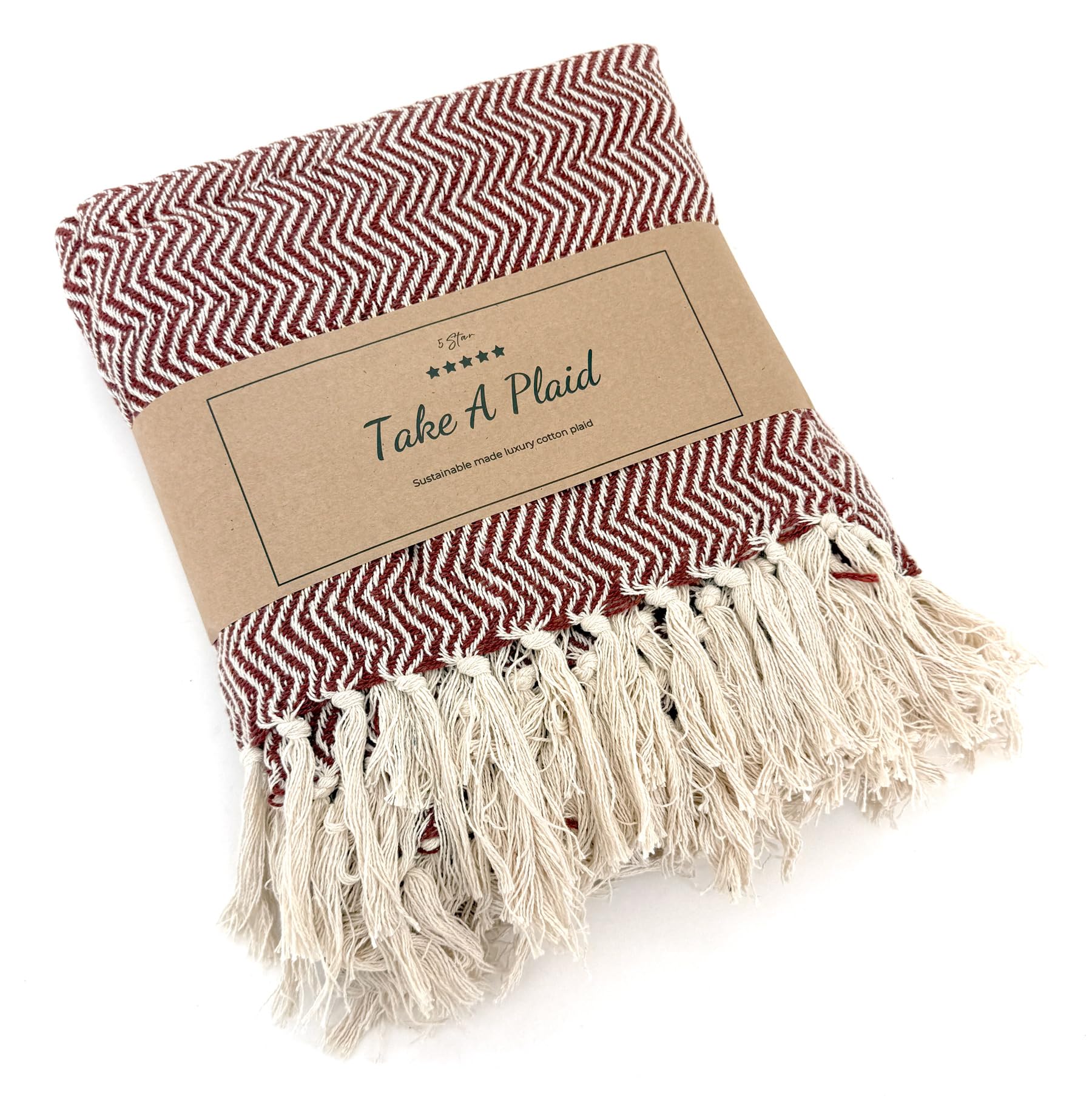 heimtexland Chevron Typ912 Strickdecke 180x130 Taupe Baumwolle