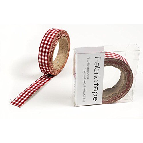 HAB & GUT Fräulein Kinkerlitz TT005V Stoffband Kariert Rot-Blau 5 m Baumwolle