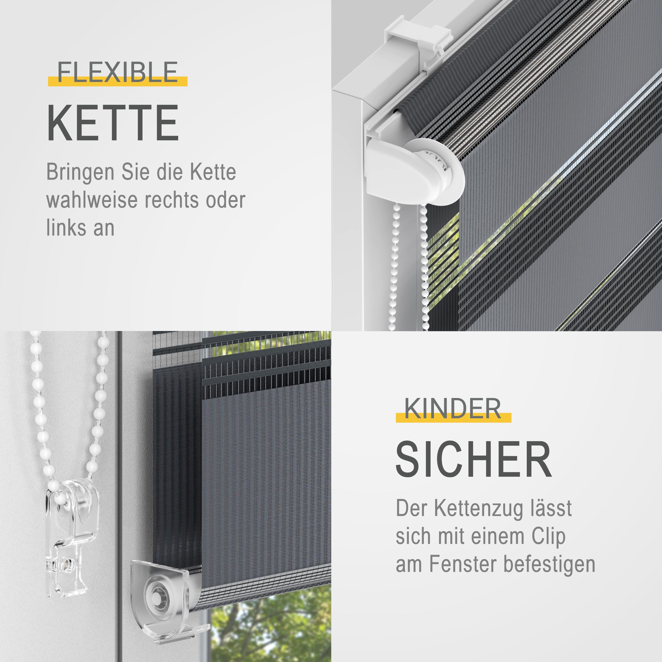 Sol Royal Klemmfix Doppelrollo 60x220 cm Weiß blickdicht