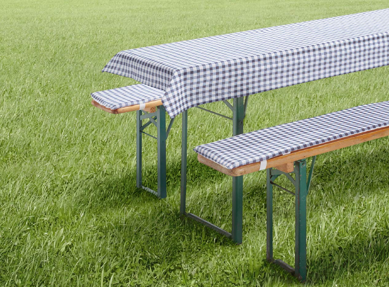 heimtexland Typ331 Auflagen-Set grau 50x220 cm Vichy-Karo