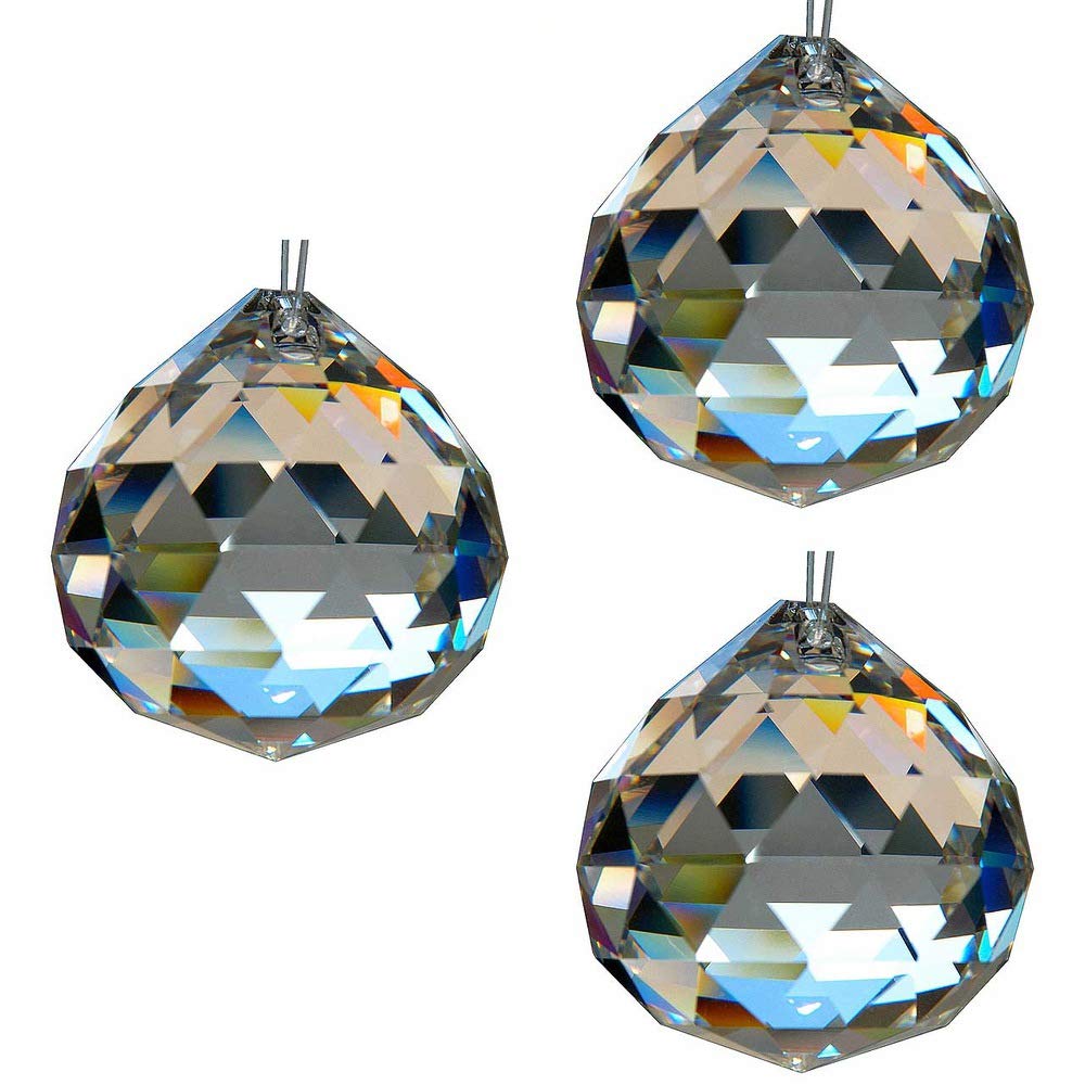 HAB & GUT Kristallkugel Glas 40mm 3er Pack Regenbogen