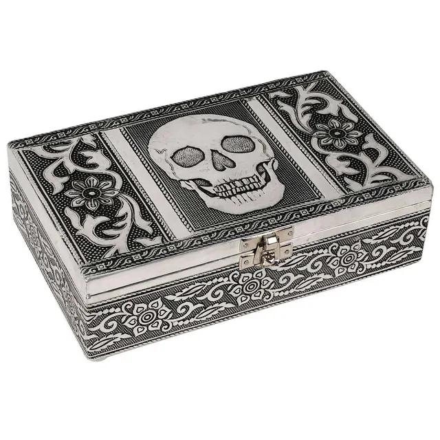 HAB & GUT BOX011 Schmuckbox Totenkopf Aluminium 20x12x6