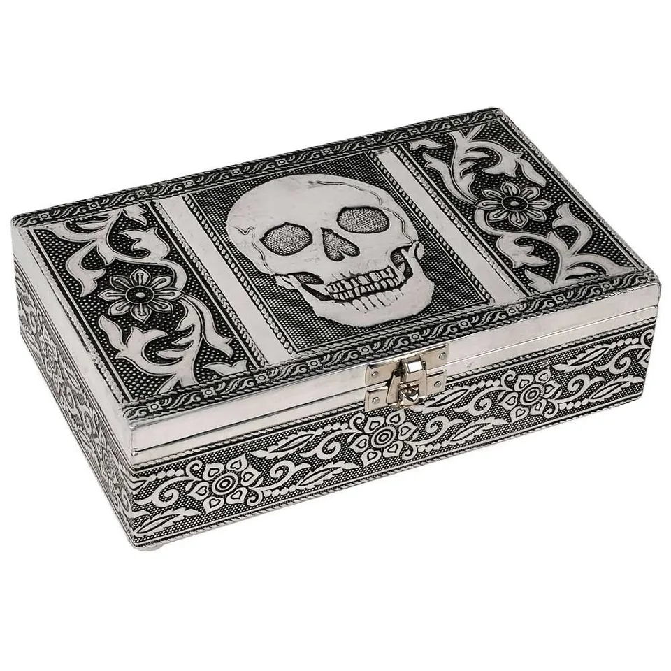 HAB & GUT BOX011 Schmuckbox Totenkopf Aluminium 20x12x6