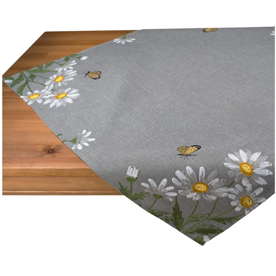 heimtexland Margariten Typ886 Mitteldecke 85x85 cm gelb bestickt
