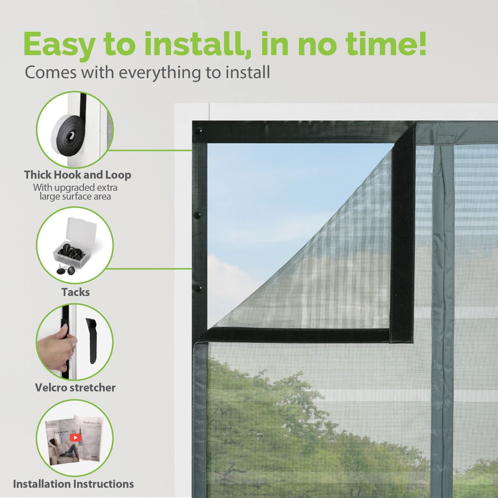 ARCOL Fliegengitter Fenster Magnet 130x150 cm Grau-Weiß Fiberglas