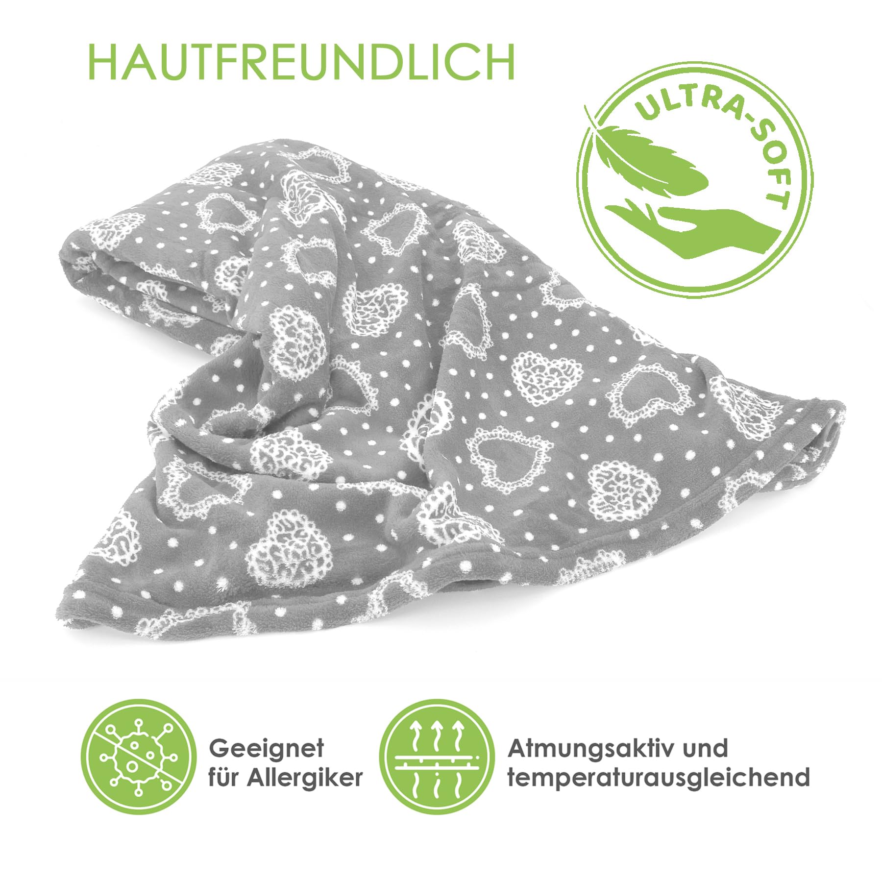 heimtexland Country Chic Typ283 Kuscheldecke 150x200 cm grau weich