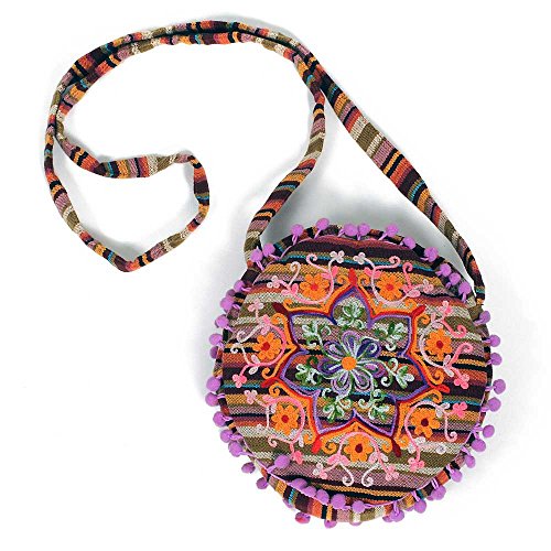 HAB & GUT IB008 SARALA Umhängetasche rund Violett-Orange Baumwolle