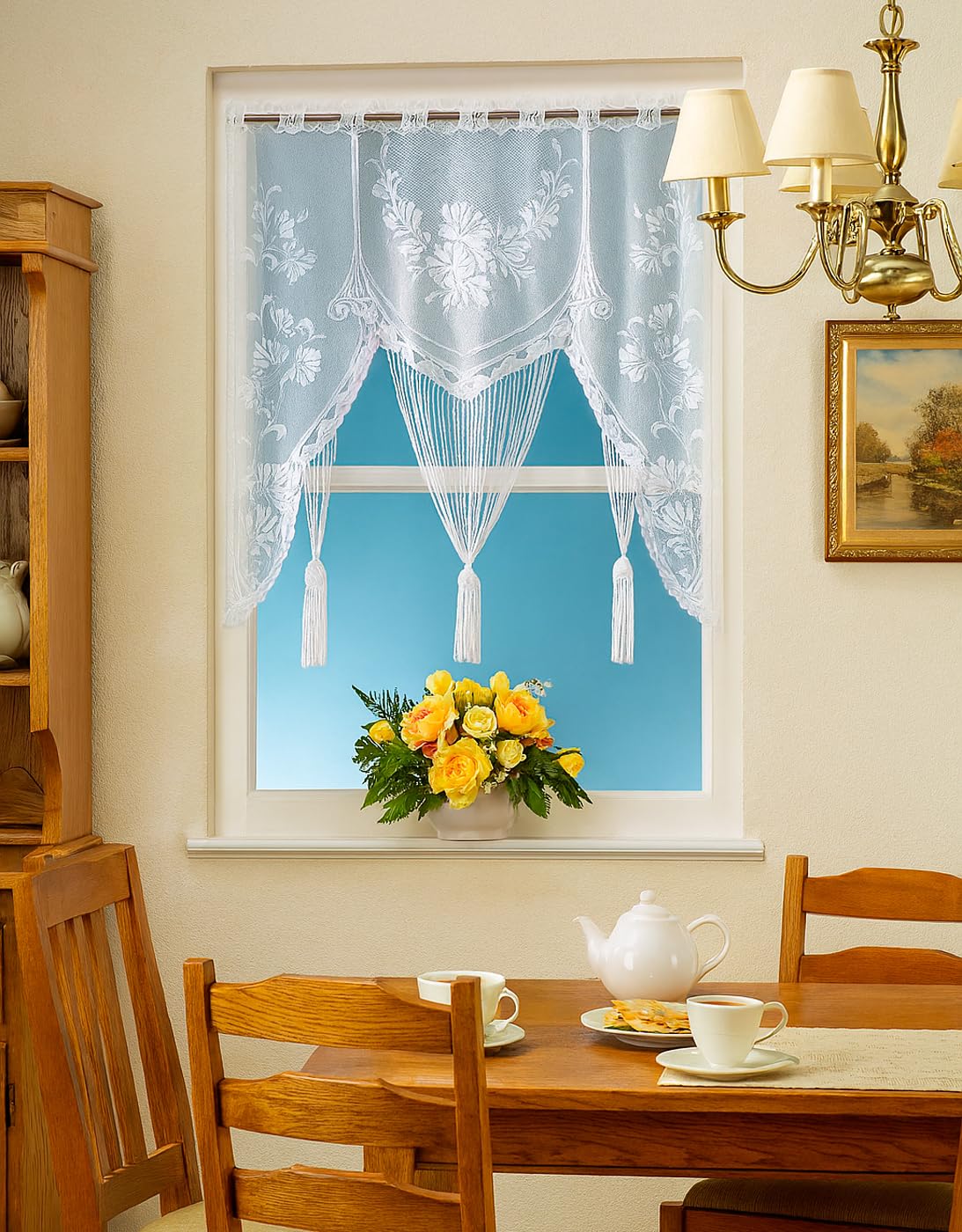heimtexland Typ300 Scheibengardine M-Bogen 100x105 cm Weiß